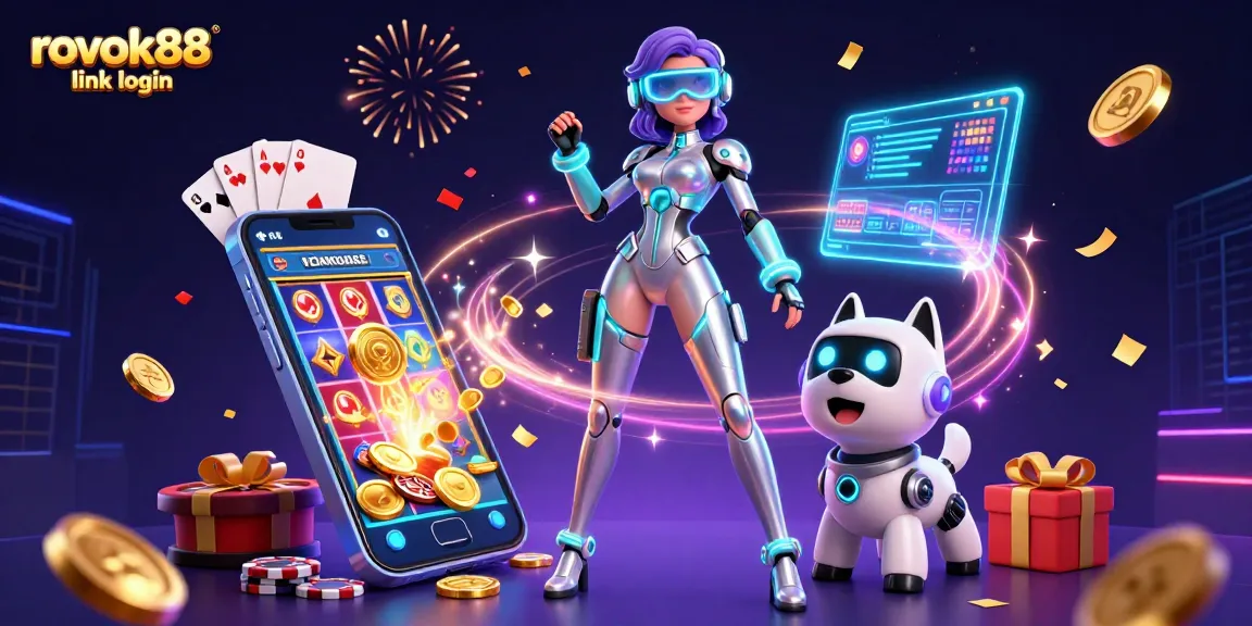 Engage with rokok88 link login to explore thrilling casino experiences in a vibrant 3D illustration.