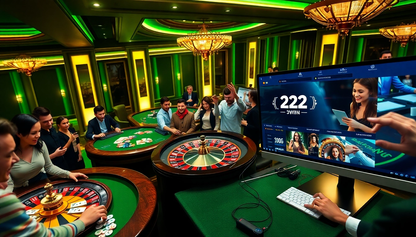 Players enjoying interactive gambling at https://32win.free/ casino tables with vibrant colors.