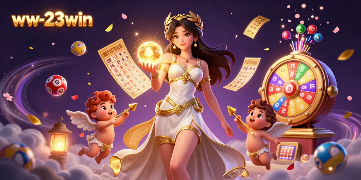 Experience winning with ww-23win through vibrant lottery balls and a majestic goddess.