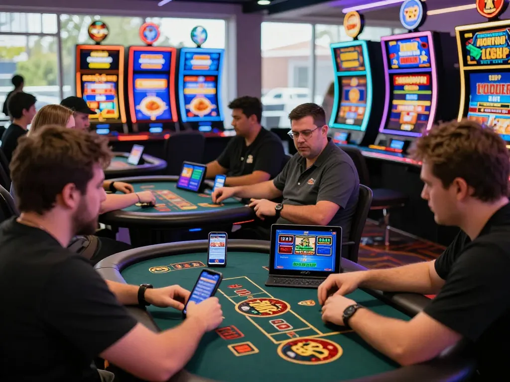 Players enjoying various games on the 789P online gambling platform, highlighting vibrant casino action.