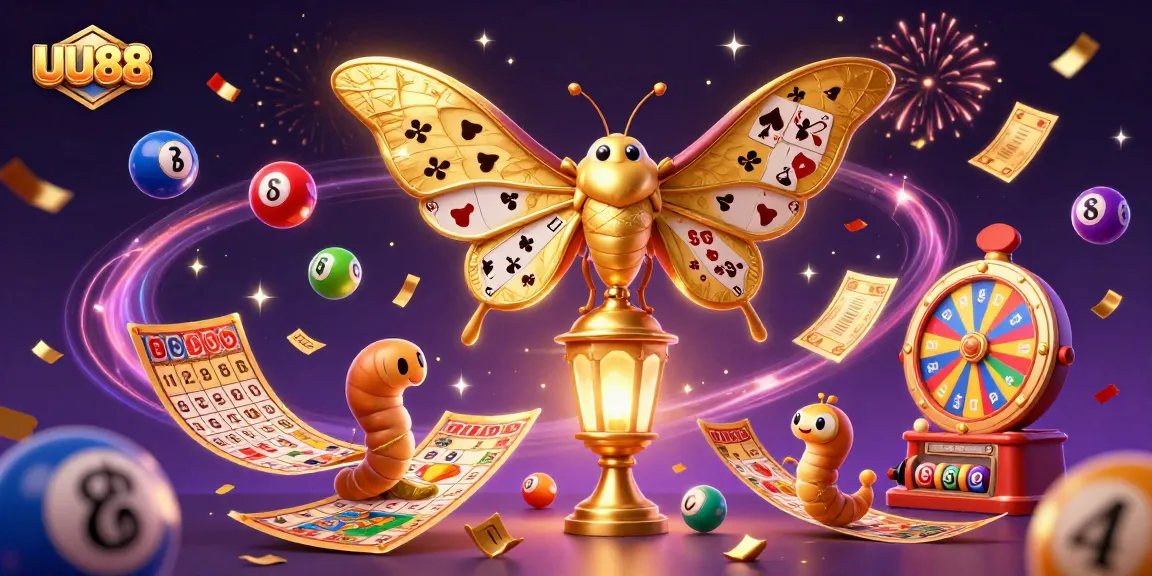 Engage with your luck at UU88, where colorful lottery balls and golden tickets create a vibrant gambling atmosphere.
