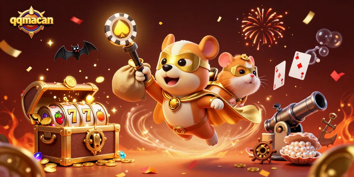Mainkan slot gacor di qqmacan dengan superhero anjing dan koin emas yang berkilau.