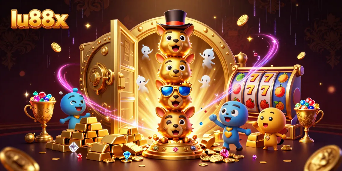 Experience thrilling slots with lu88x in an ultra-detailed casino scene filled with treasures.