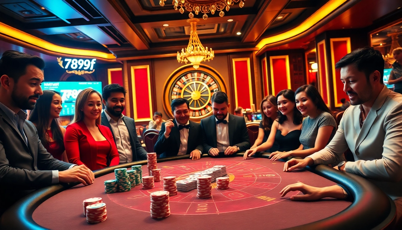 Players enjoying an exciting game night at the elegant 789f casino table.