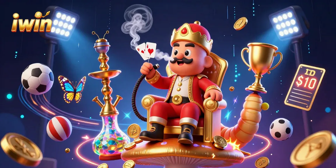 Win big with iwin in an exciting casino scene filled with vibrant games and energetic elements.