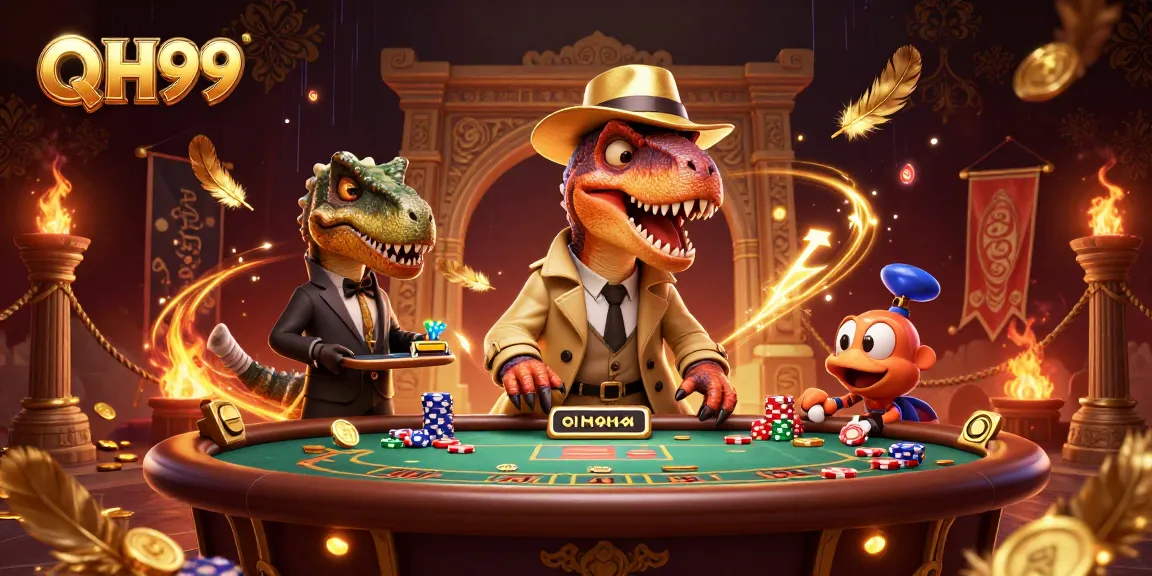 Betting excitement at QH99 with a velociraptor card counter, a suspicious stegosaurus, and a thieving compy.