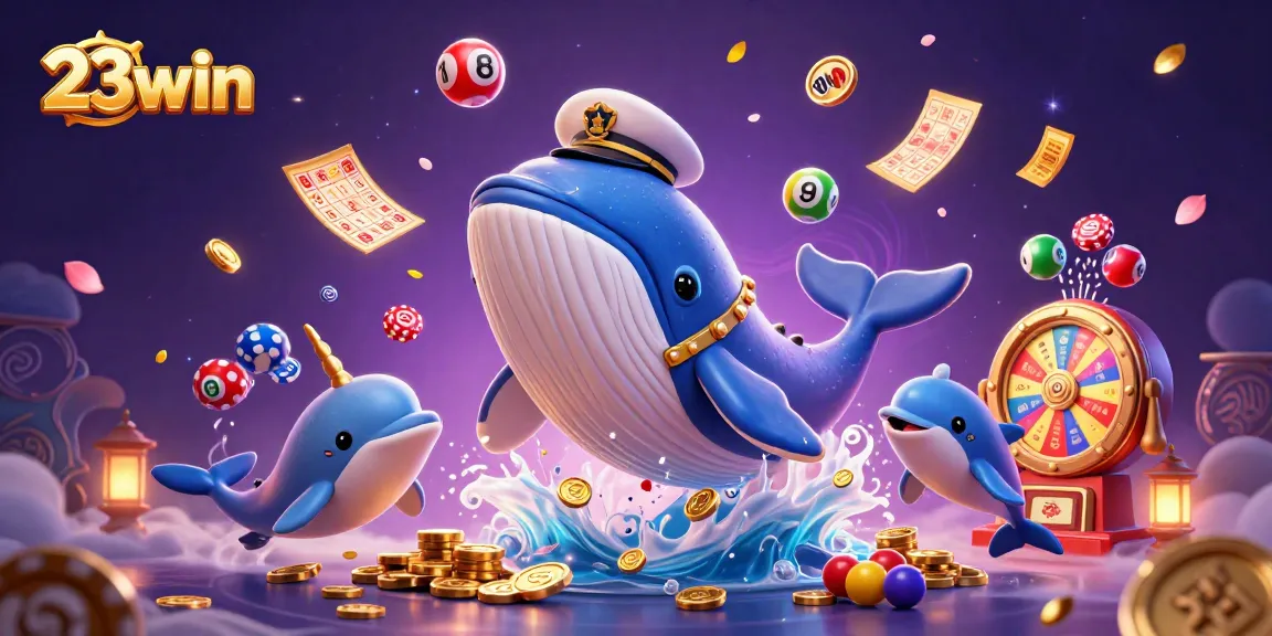 Engage in thrilling games at 23win with a vibrant scene of playful dolphins and magical elements.