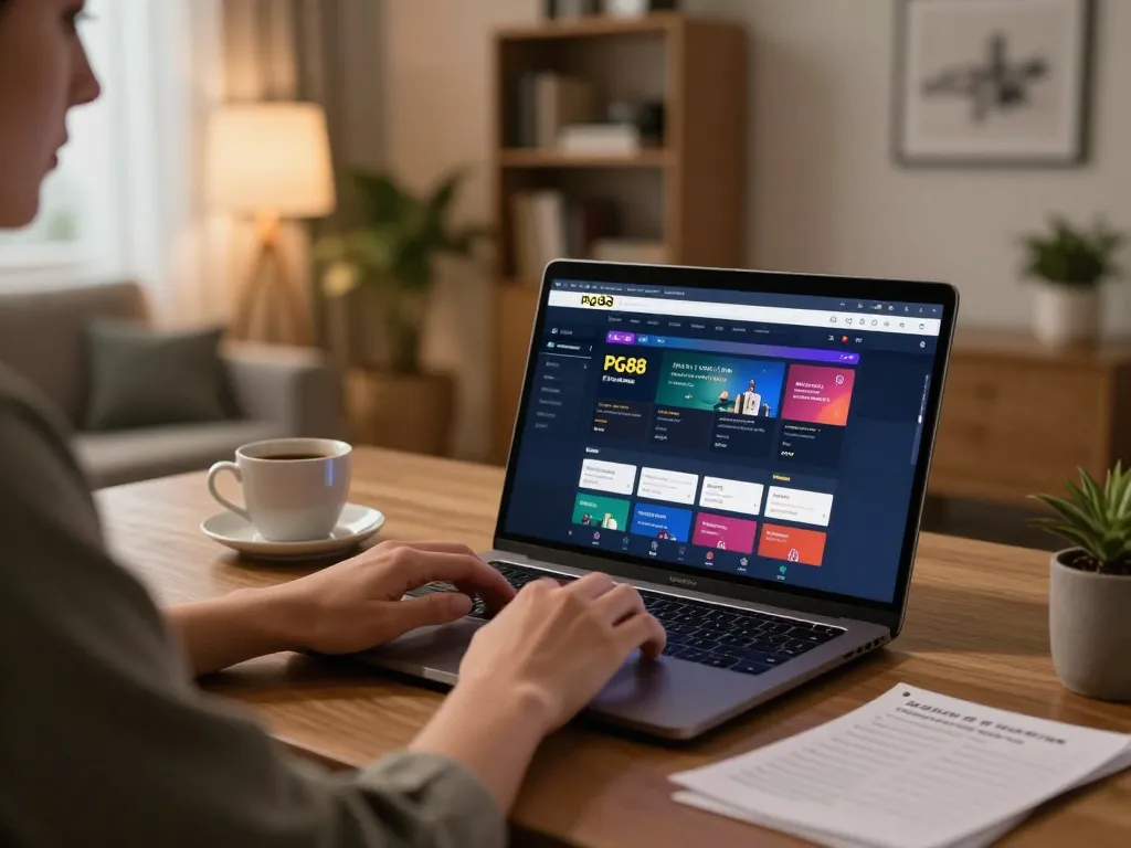 Player enjoying pg88 online gaming experience at home with engaging screen and cozy ambiance