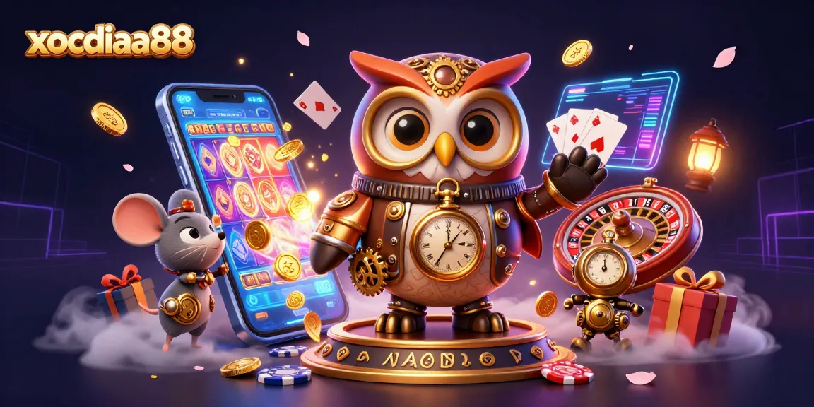 Xocdiaa88 offers thrilling casino experiences with steampunk characters and vibrant gaming elements.