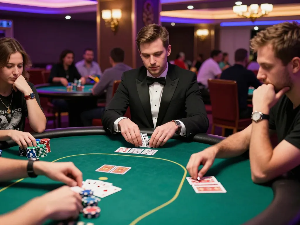 Players engaged in an exciting poker game at O8 COM casino, highlighting the strategy of betting.