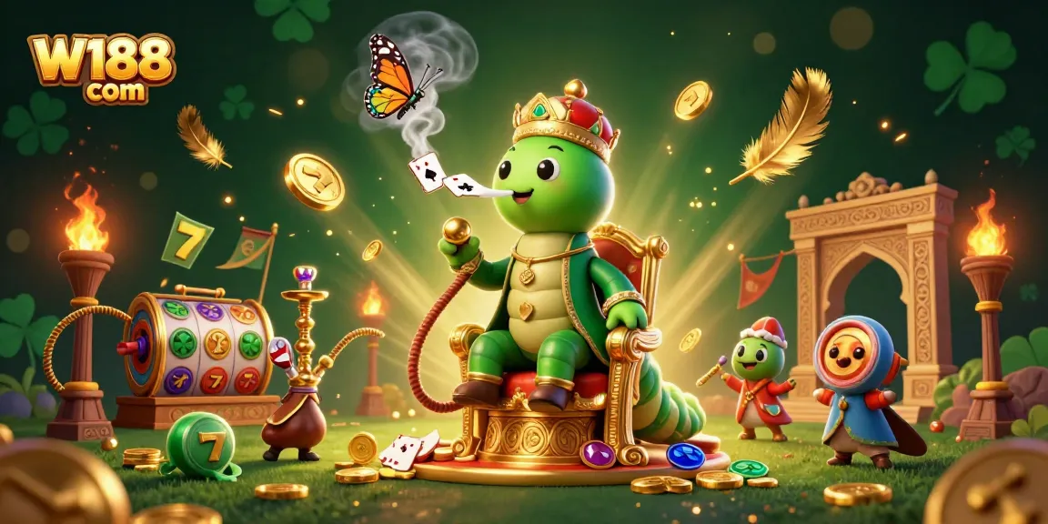 Experience thrilling gameplay at W188 com with vibrant casino-themed illustration, featuring poker symbols and mesmerizing elements.