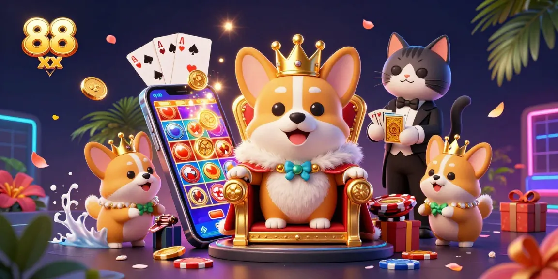 Win big at the 88 xx casino with exciting slot games and dynamic characters in an illustrative scene.