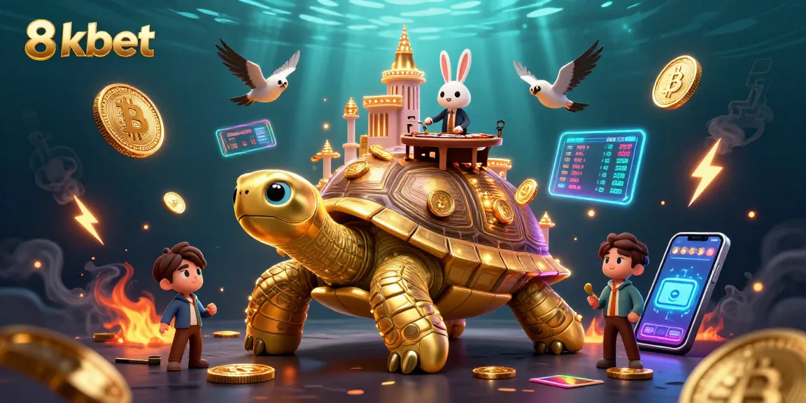 Experience excitement with 8xbet’s vibrant 3D casino illustration showcasing unique gaming elements.