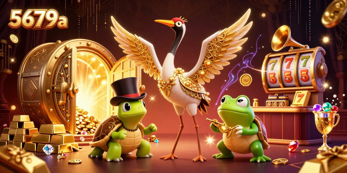 Join the fun with 5679a as you spin winning slots in a vibrant casino scene filled with treasures.