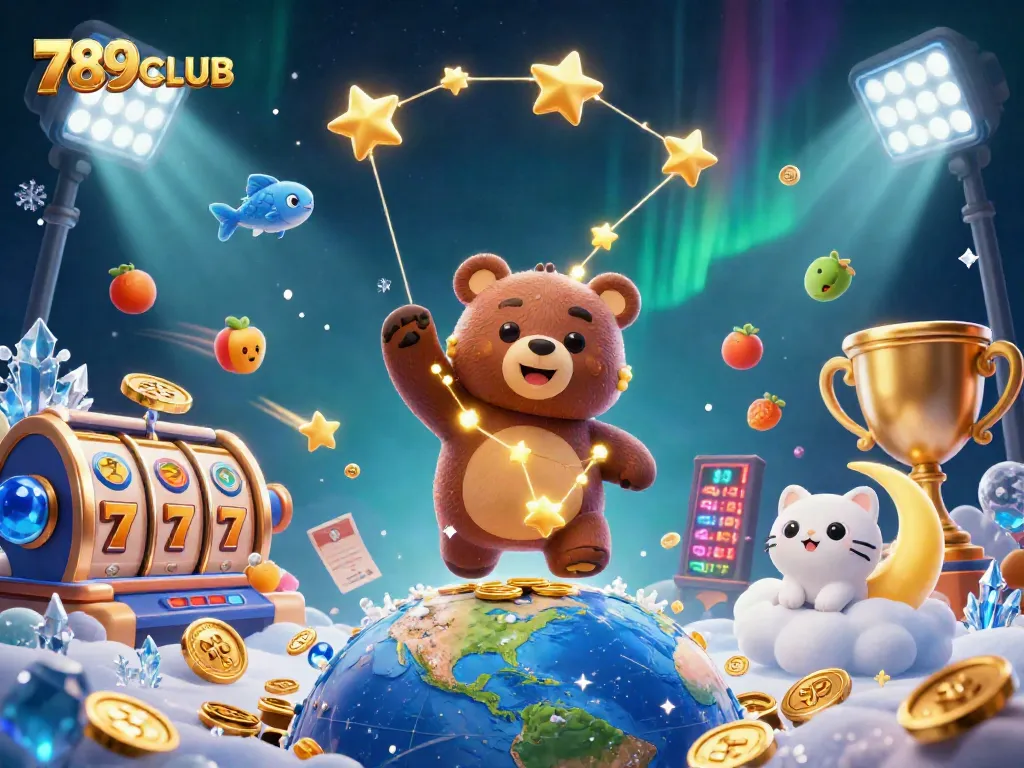 Engage with 789CLUB through a thrilling illustration showcasing dynamic slot reels and casino excitement.