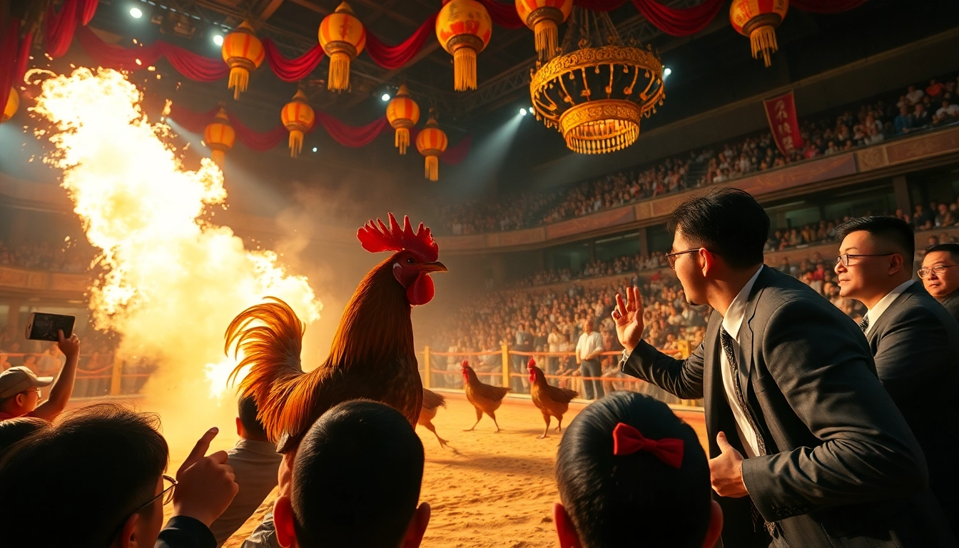 Live cockfighting event showcasing the excitement of dagatructiep 1 in a vibrant atmosphere.