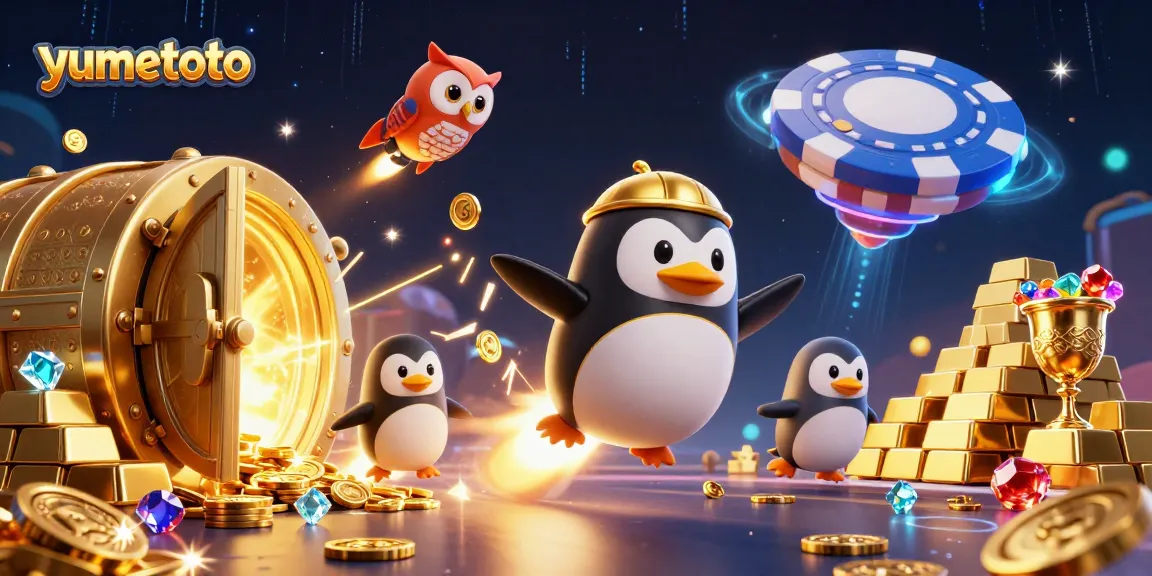 Join the excitement with yumetoto, featuring a golden penguin and casino gems.