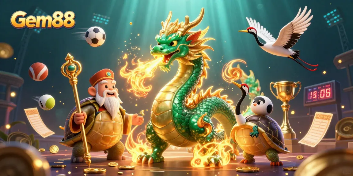 Experience thrilling gameplay at Gem88 with a dynamic 3D casino scene featuring vibrant characters and rich gaming elements.