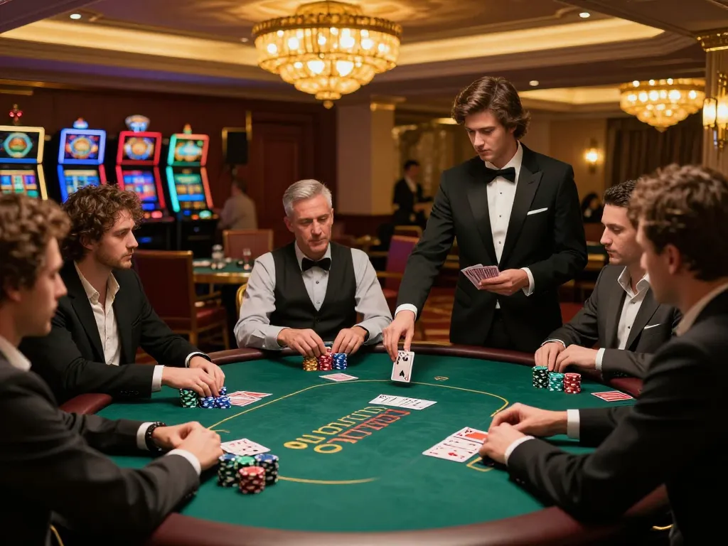 Intense poker gameplay at BL555 casino, showcasing players strategizing and engaging with colorful chips and cards.