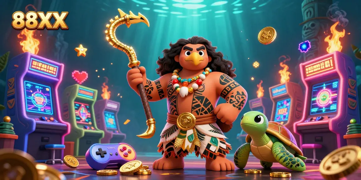 Experience thrilling gameplay at 88XX with vibrant casino elements, featuring colorful game machines and dynamic characters