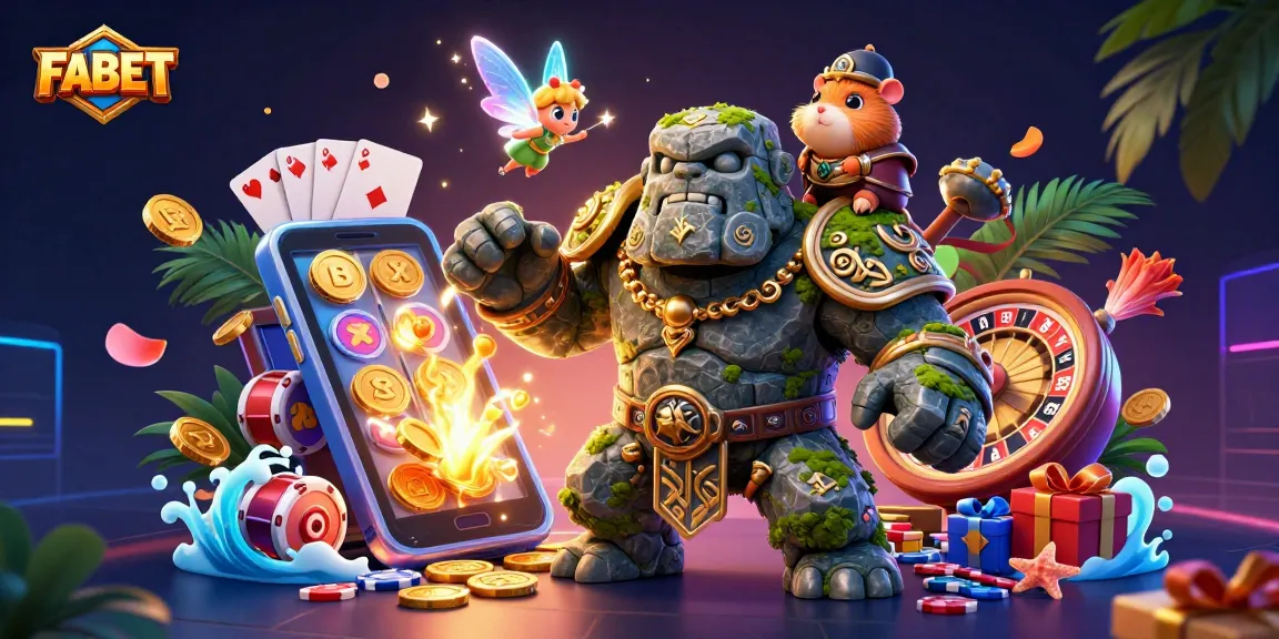 Experience the thrills of gaming with FABET's enchanting 3D characters and vibrant slot game elements.