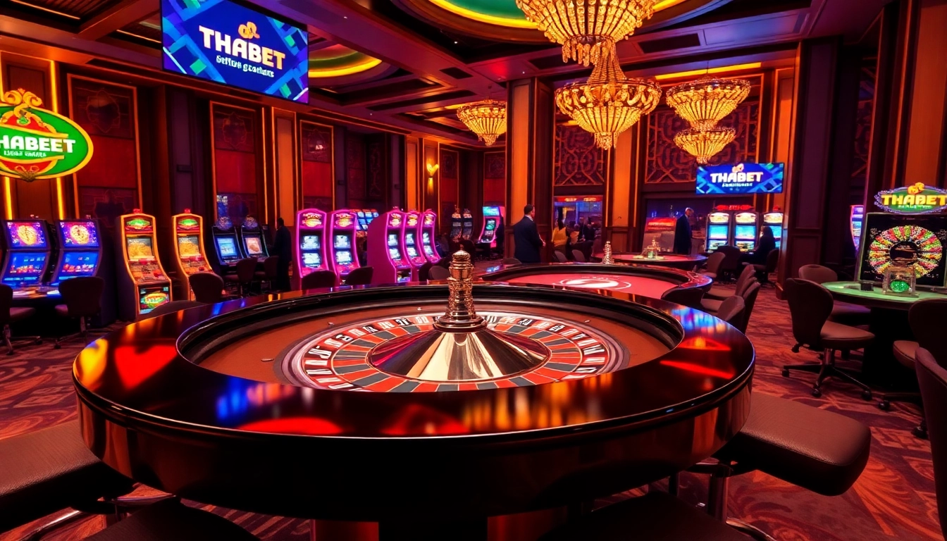 Thrilled players engaging at the luxurious THABET casino tables.