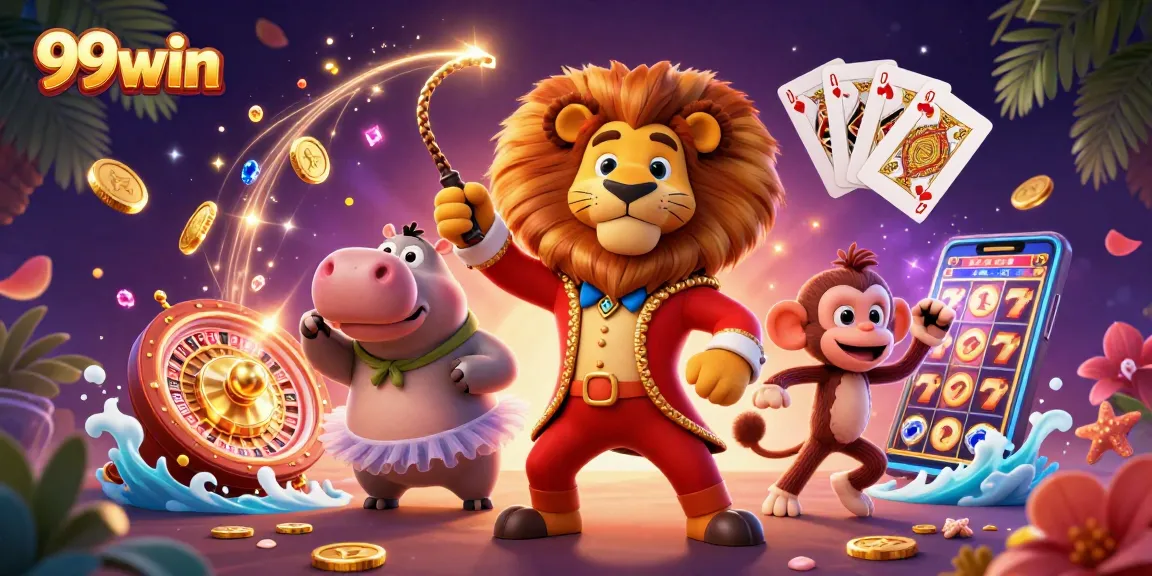 Experience thrilling gaming excitement at 99win with interactive casino characters and dazzling elements.
