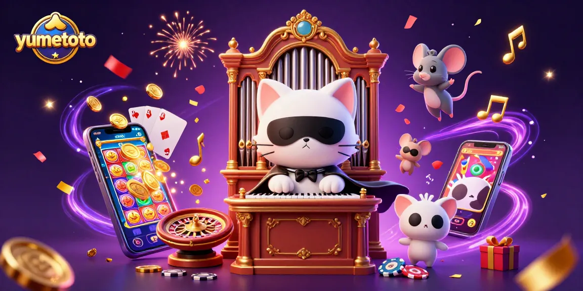 Experience thrilling gaming at yumetoto with vibrant slot games and captivating casino scenes.