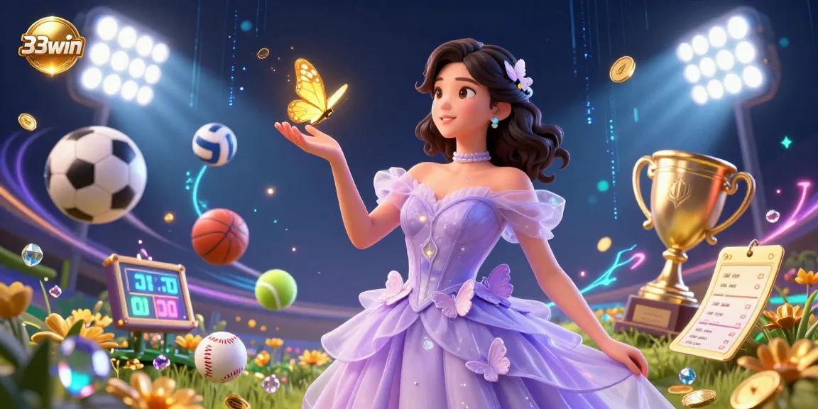 Experience exhilarating moments with 33win in a dazzling illustration of a casino world.