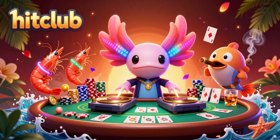 Experience the excitement at hitclub with our vibrant casino scene featuring a fun DJ axolotl!