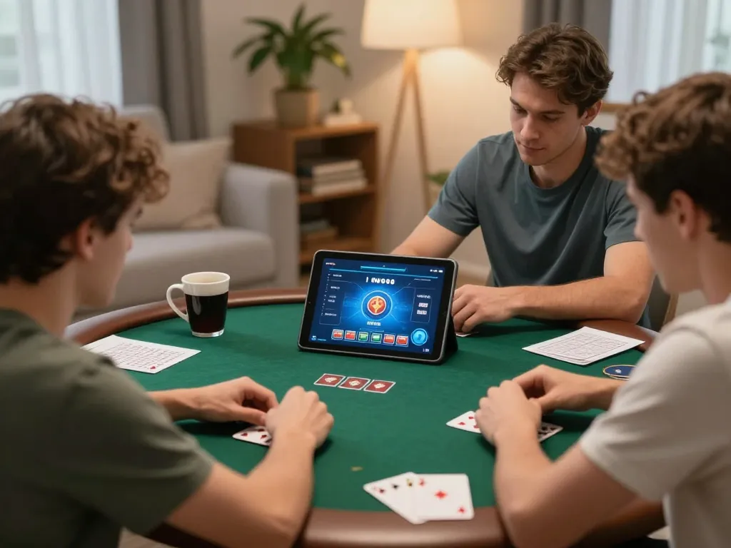 Rachit enjoys a strategic online poker session in a cozy home setting.