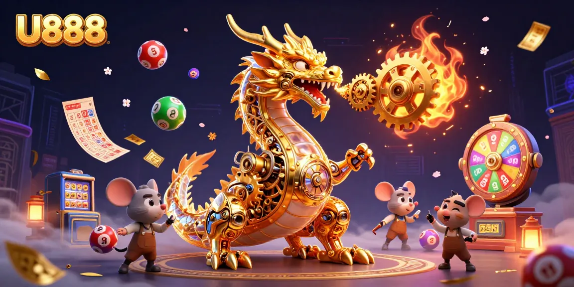 Join U888's exciting gaming world with colorful dynamic elements and a fierce dragon host!