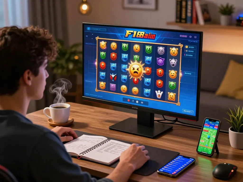 Player enjoying engaging gameplay on the F168 online casino app, capturing a winning moment with colorful slot reels.