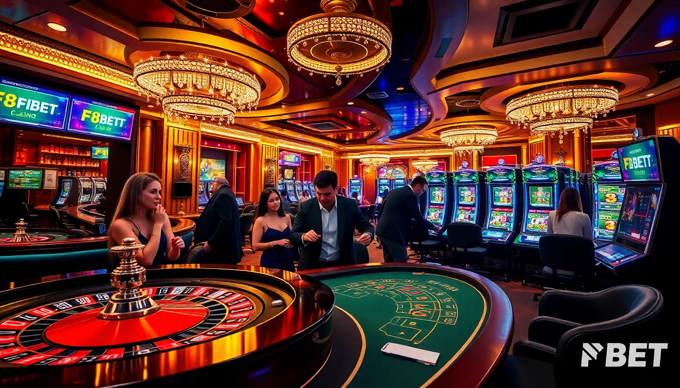 Experience an exciting scene at F8BET with vibrant casino tables and dynamic gameplay.