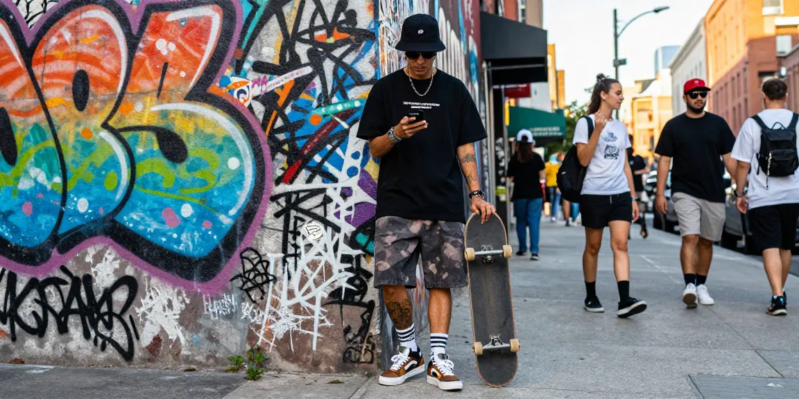 Individuo in Tuta Trapstar stilosa in un ambiente urbano, mostra abbigliamento streetwear alla moda.