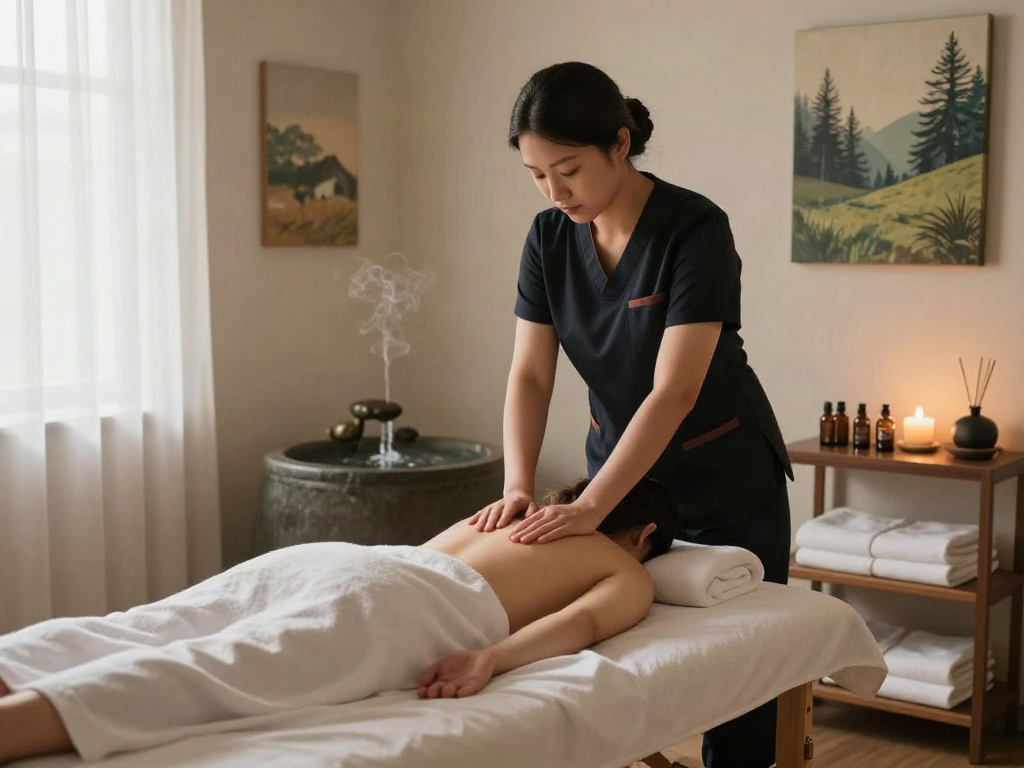 Experience soothing 용인출장마사지 in a relaxing therapy studio with calming elements.