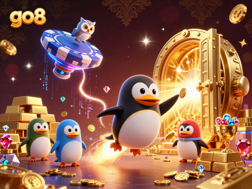 Blast off with go8 for dazzling casino rewards and experiences in this vibrant 3D illustration.
