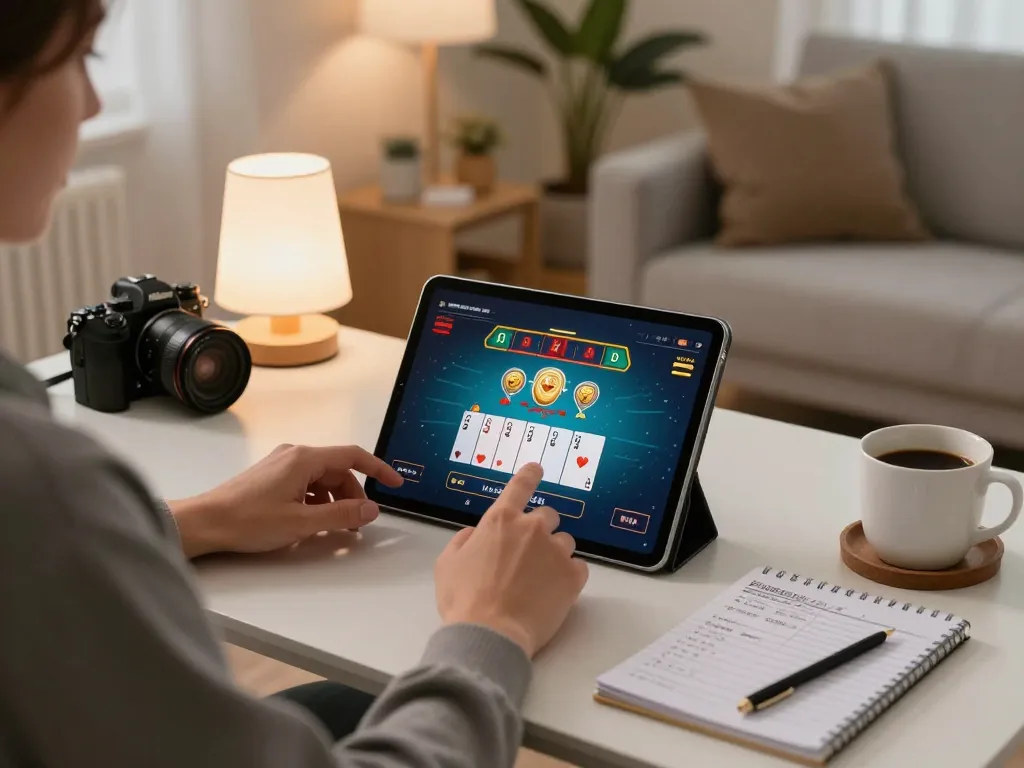 A player enjoying 88aa trang chủ by engaging in online blackjack from a cozy home setup