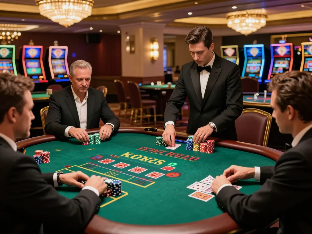 Experience thrilling blackjack action at LC88 casino with players and dealer in dynamic gameplay.