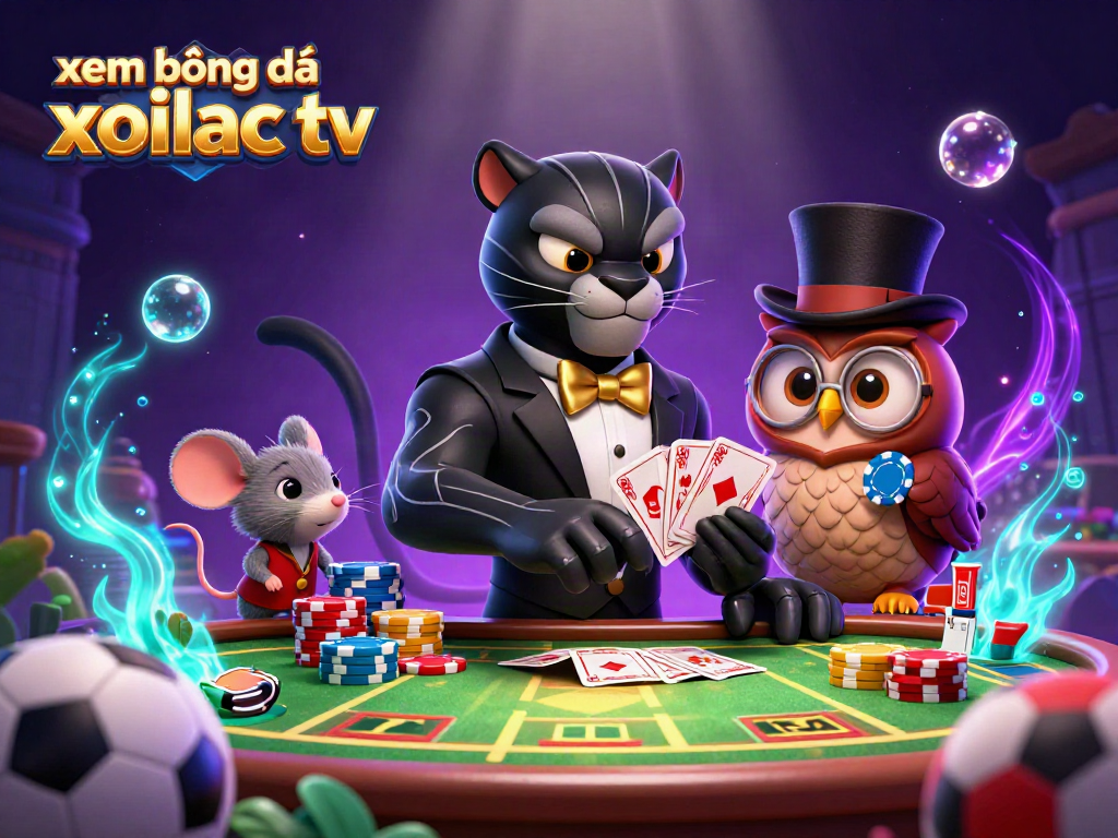 Experience xem bóng đá xoilac tv with dynamic characters and engaging sports betting elements in a vibrant 3D illustration.