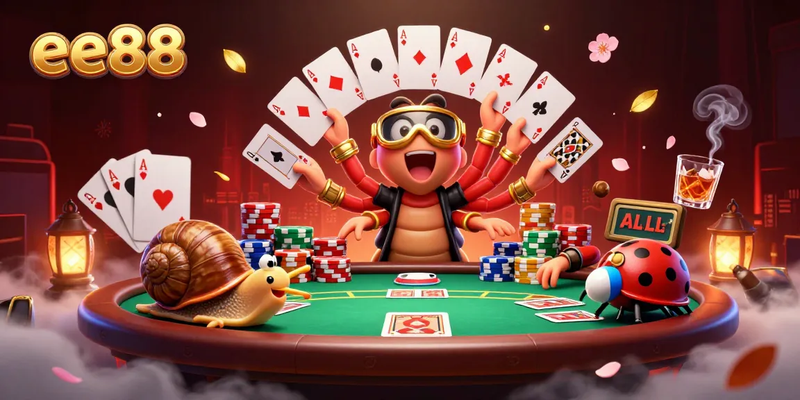 Experience thrilling gameplay at ee88 with engaging poker highlights in this vibrant illustration.