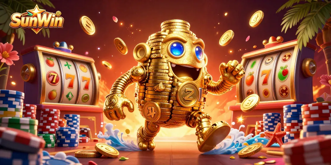 Experience exhilarating gameplay with SunWin's vibrant animated casino scene featuring dynamic slot games.