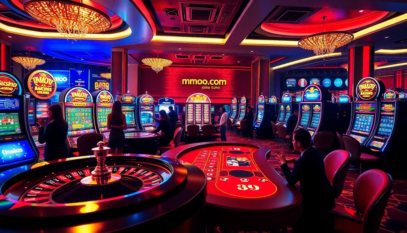 Experience thrilling gameplay at mmoo.com with vibrant casino tables and slot machines.