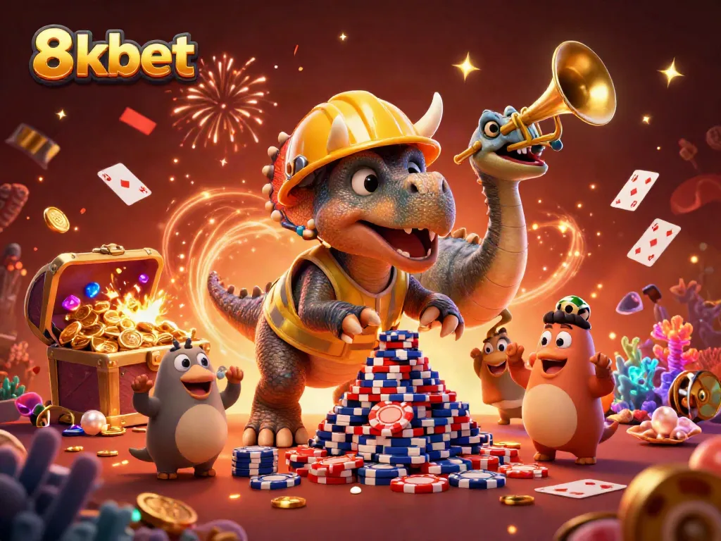 8xbet engages players with lively poker chip action in a festive casino scene.