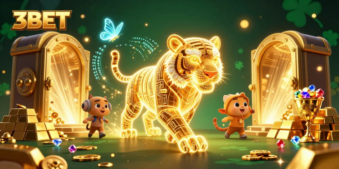 Experience the thrill of winning at 3BET with vibrant casino elements and golden treasures.