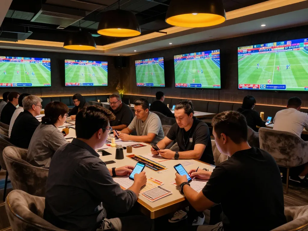 Sports betting enthusiasts review odds and strategies using soi keo nha cai in a modern lounge setting