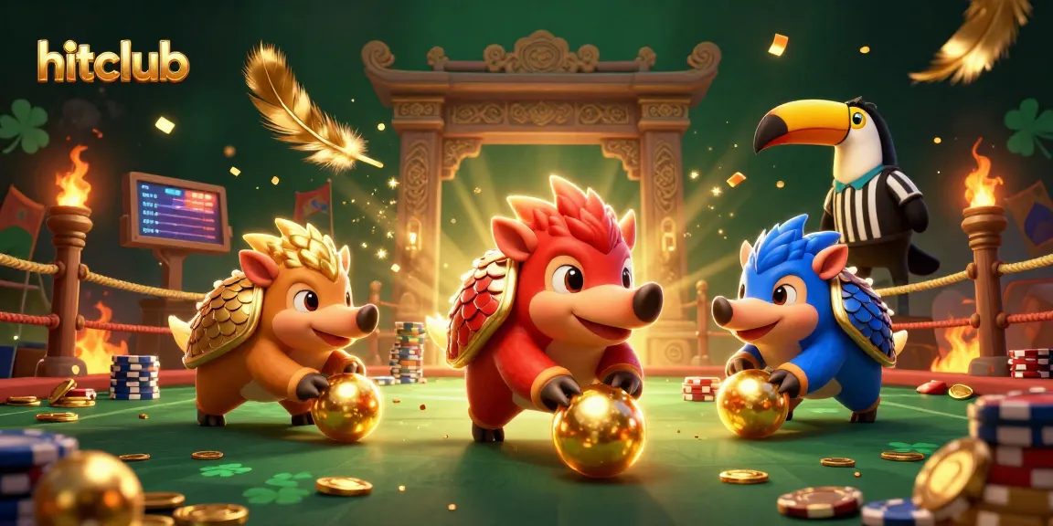 Experience the hitclub excitement with rival pangolins battling in a vibrant casino atmosphere.