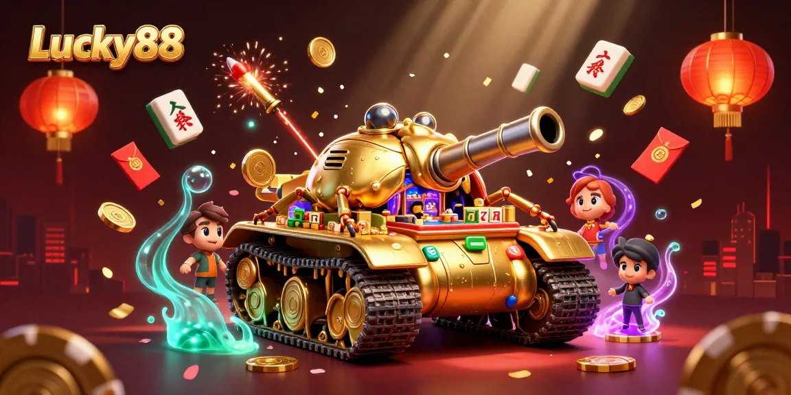 Players enjoy the vibrant Lucky88 slot game experience amidst golden casino-themed visuals.