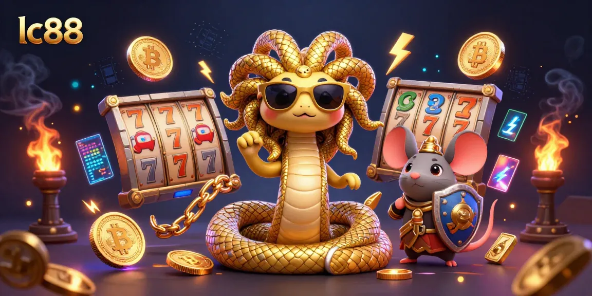 Spin the reels and win with lc88 in this vibrant and lively casino-themed illustration.