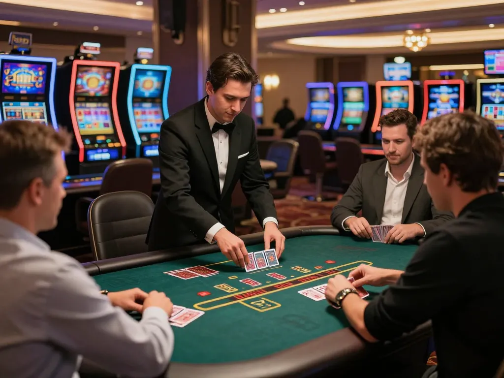 Players strategizing at Blackjack tables at Fun88cd casino, showcasing an engaging gaming experience.